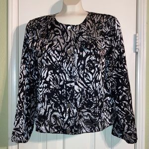Lark Lane - black/gray abstract - burn out crop jacket - Size 14 / EUC